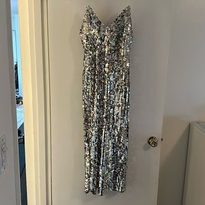 Zara silver sequin midi dress